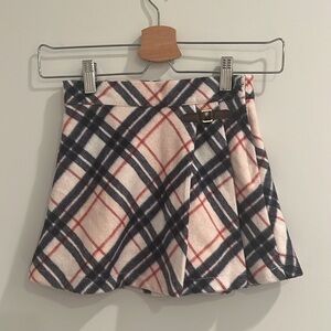 NWT Janie & Jack Equestrian Buckle Brushed Pink Plaid Pleated Skirt Girls Size 6